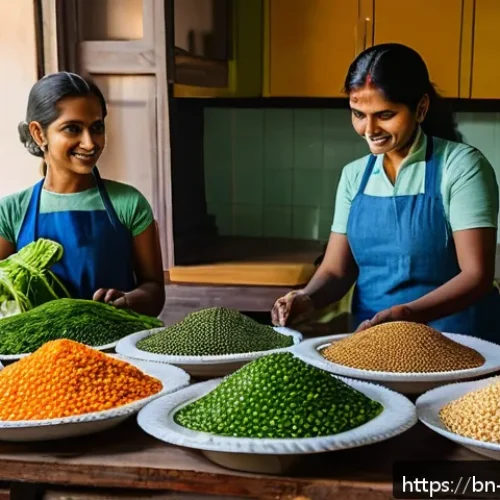 밀프렙으로 바쁜 가족을 위한 식사 계획 - A vibrant kitchen scene showcasing a Bengali family preparing weekly meal preps together, with fresh...